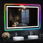 Miroir de salle de bain antibuée rétroéclairé RVB et LED frontale
