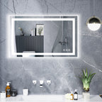 Miroir de salle de bain antibuée rétroéclairé RVB et LED frontale