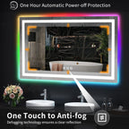 Miroir de salle de bain antibuée rétroéclairé RVB et LED frontale