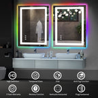 Miroir de salle de bain antibuée rétroéclairé RVB et LED frontale