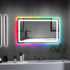Miroir de salle de bain antibuée rétroéclairé RVB et LED frontale