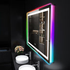 Miroir de salle de bain antibuée rétroéclairé RVB et LED frontale