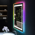 Miroir de salle de bain antibuée rétroéclairé RVB et LED frontale