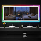 Miroir de salle de bain antibuée rétroéclairé RVB et LED frontale