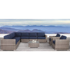 Ensemble de canapés d'extérieur LSI 10 pièces Sunbrella bleu marine avec coussins