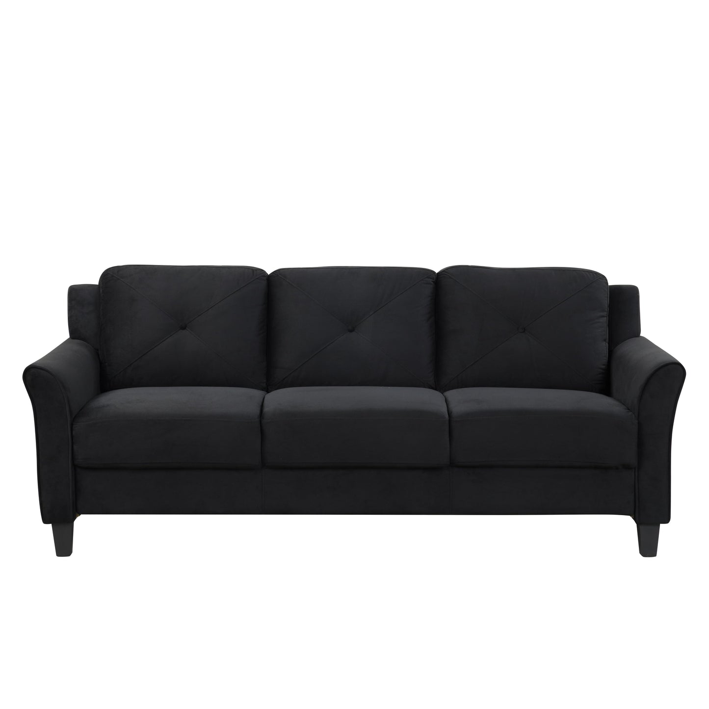 Canapé 3 places en polyester noir antique 74,9 avec cadre en bois massif et coussins en éponge hautement élastique pour le salon