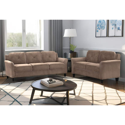 Canapé 3 places en polyester marron antique 74,9 avec structure en bois massif et coussins en éponge hautement élastiques pour le salon