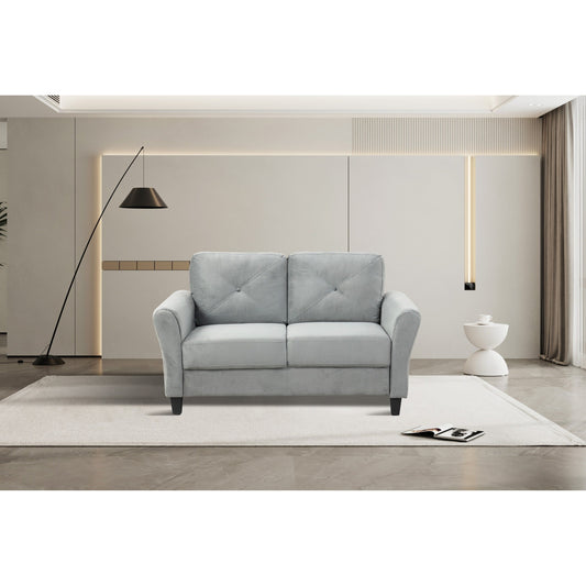 Canapé causeuse gris foncé antique en polyester 64,1 avec cadre en bois massif et coussins en éponge hautement élastiques pour le salon