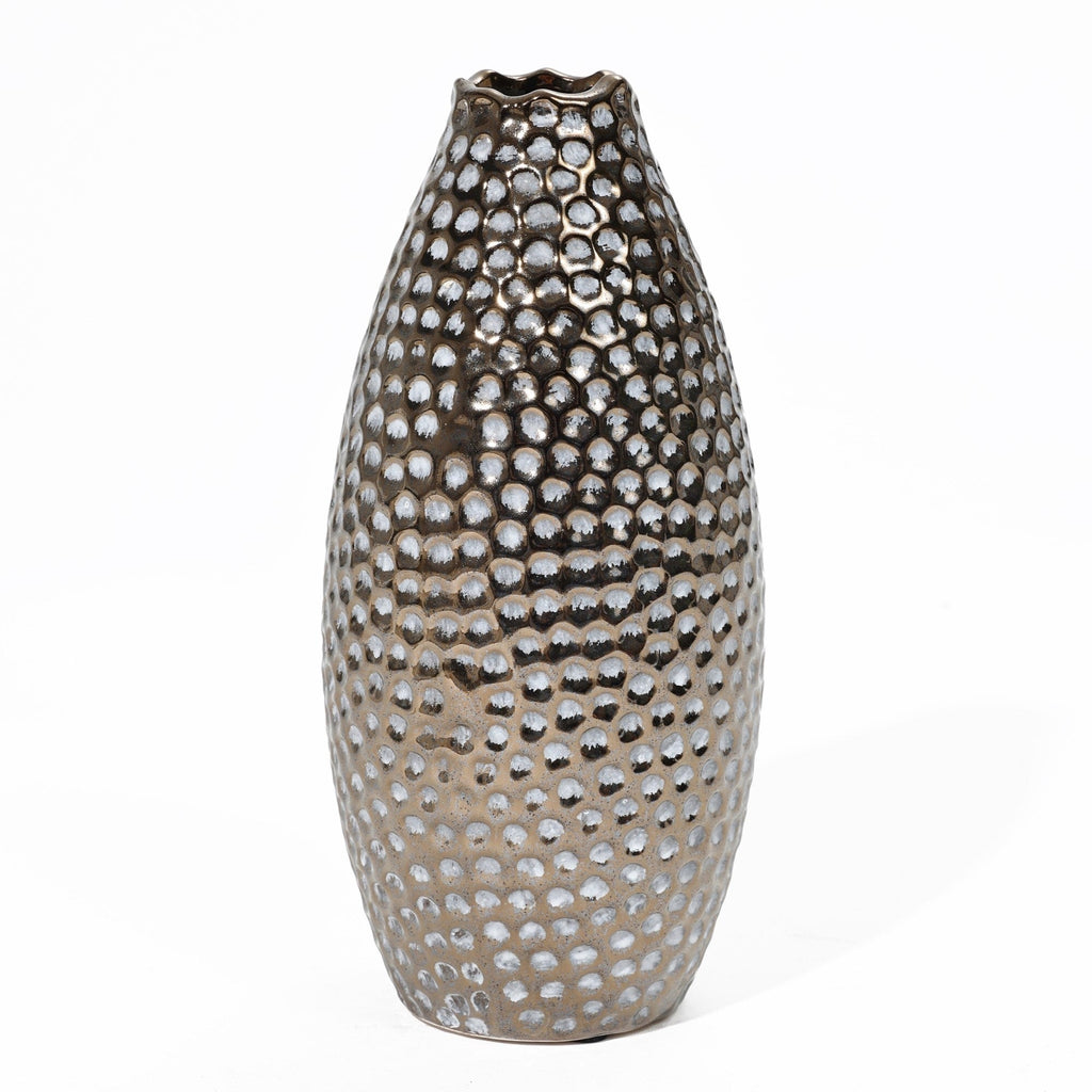Grand vase en terre cuite antique à fossettes dorées (simple)
