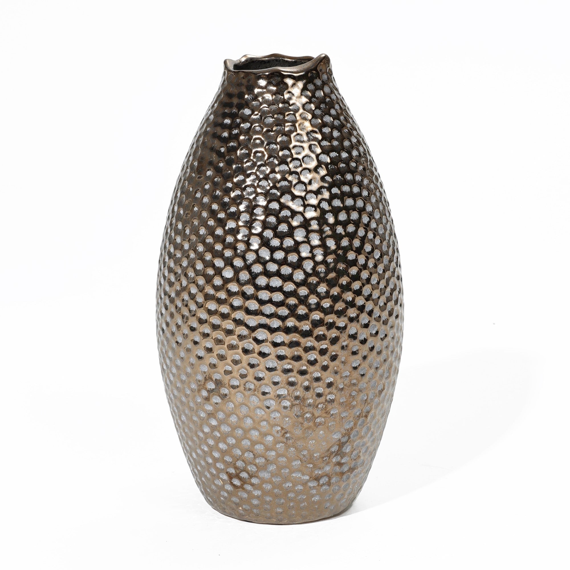 Grand vase en terre cuite antique à fossettes dorées (simple)