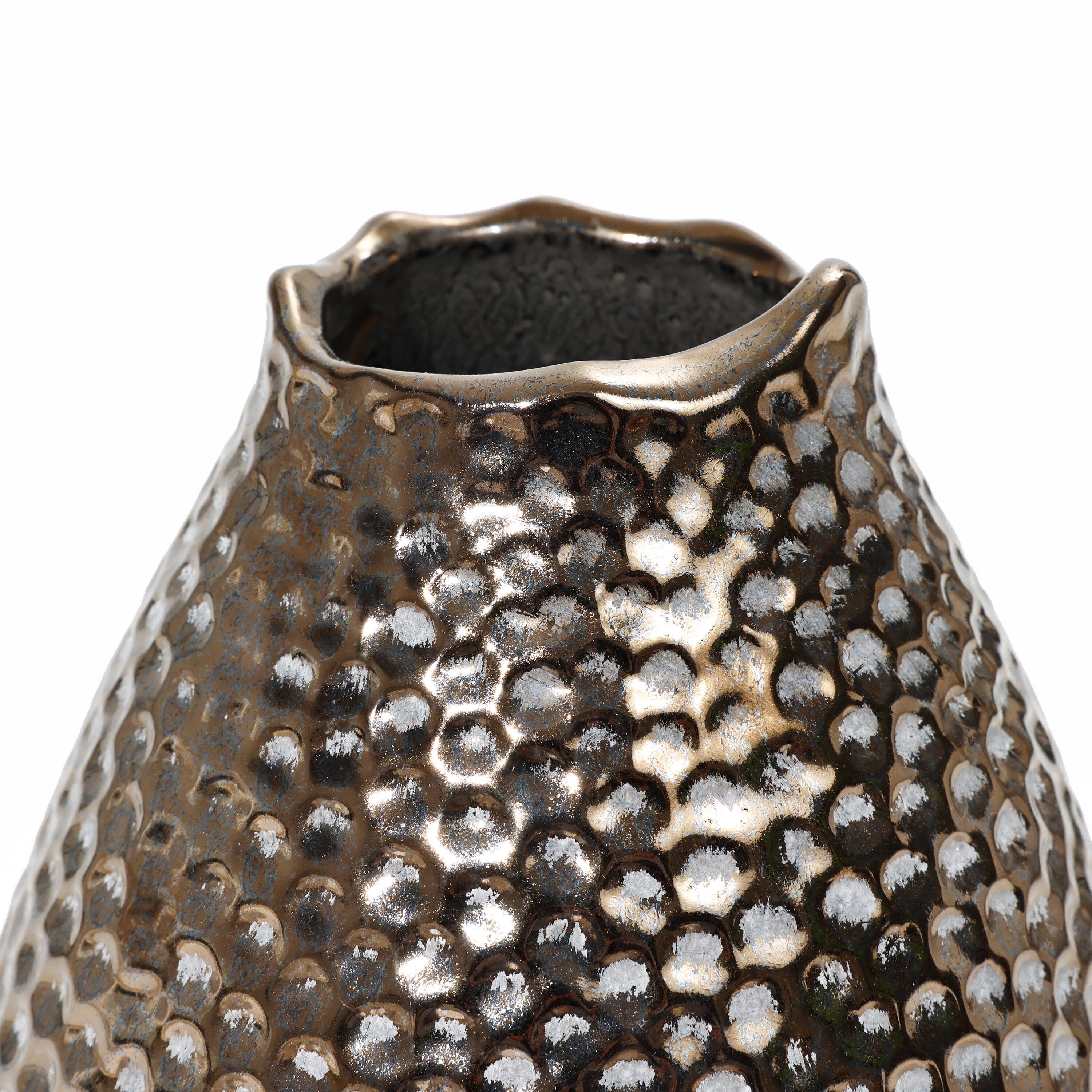 Grand vase en terre cuite antique à fossettes dorées (simple)