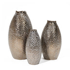 Grand vase en terre cuite antique à fossettes dorées (simple)