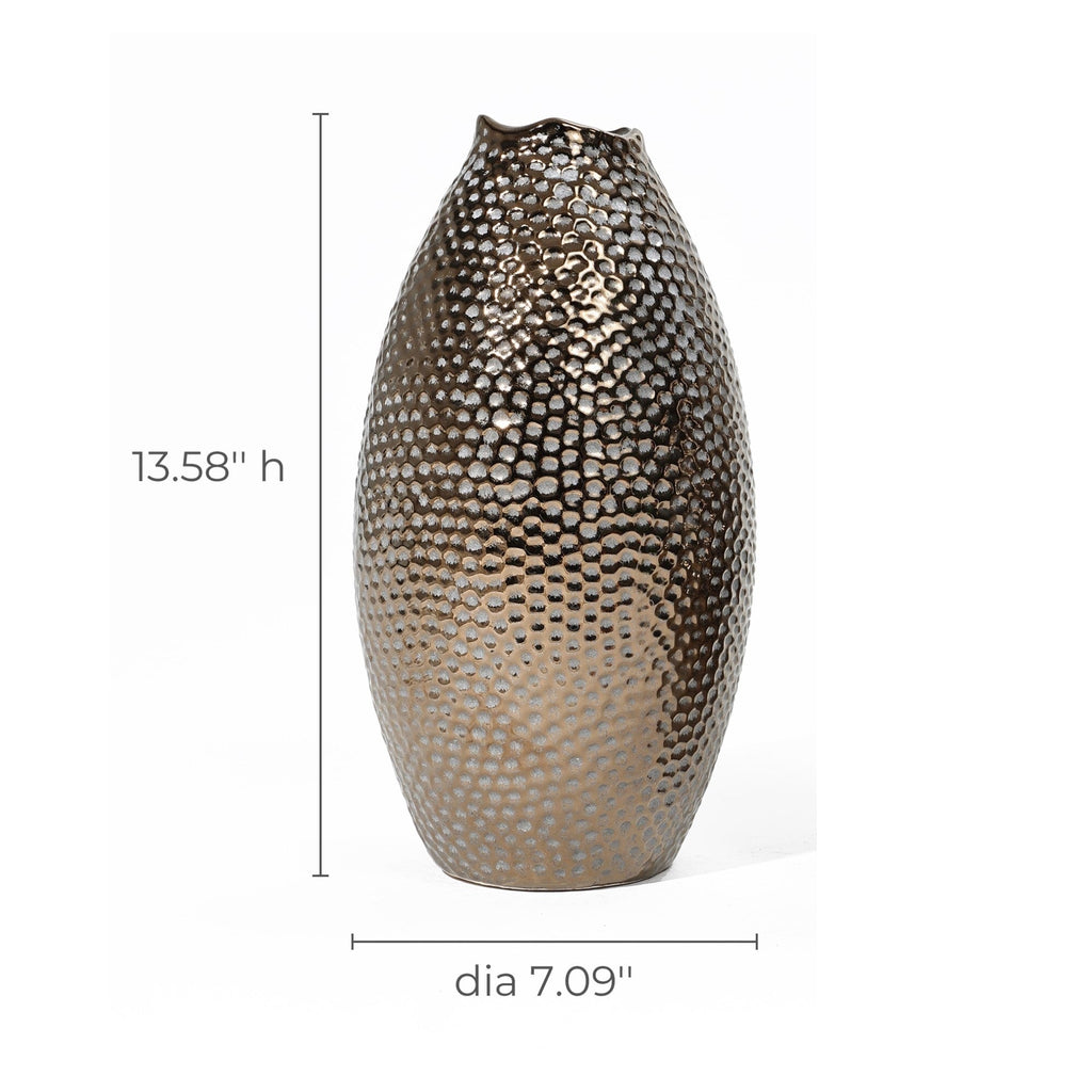 Grand vase en terre cuite antique à fossettes dorées (simple)