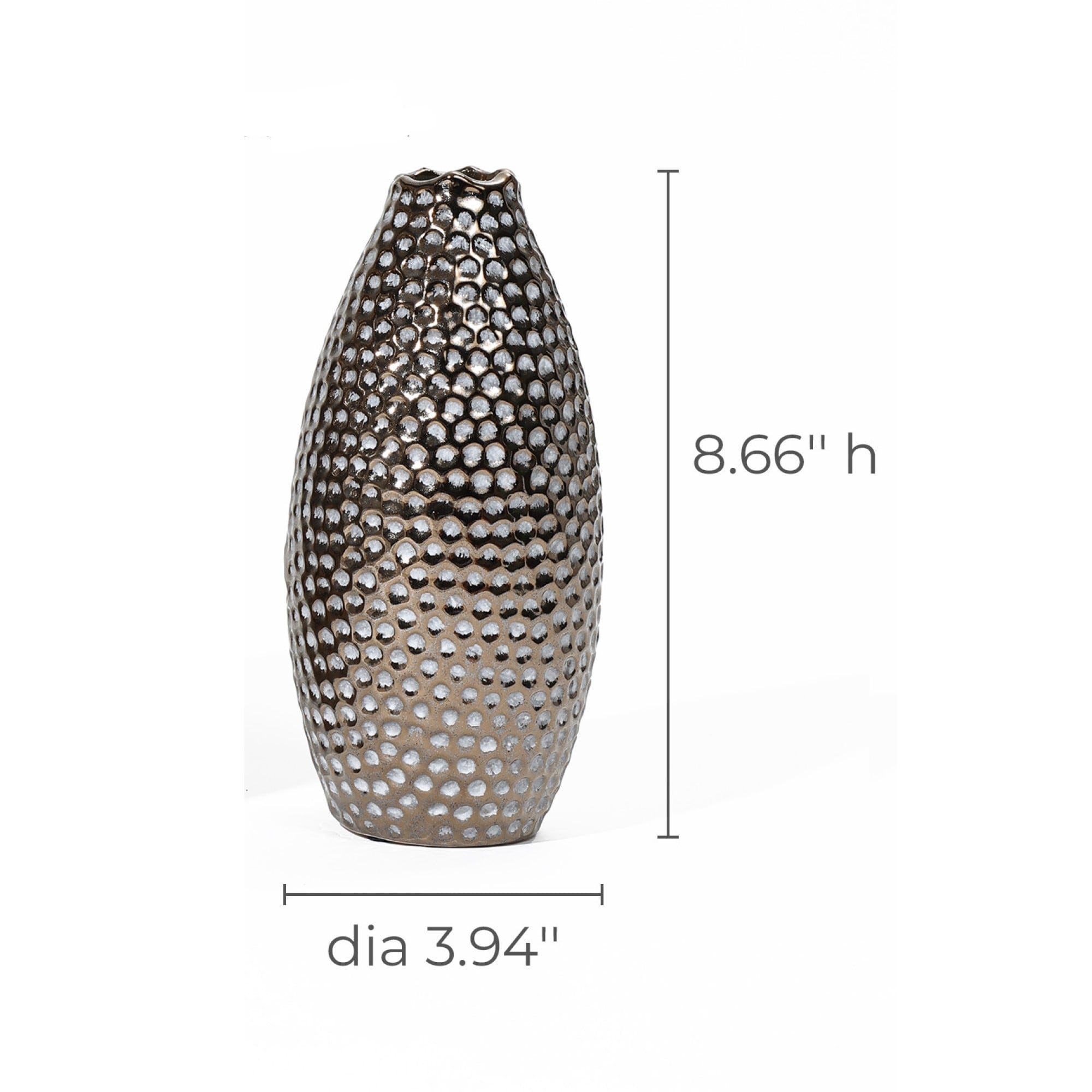 Grand vase en terre cuite antique à fossettes dorées (simple)