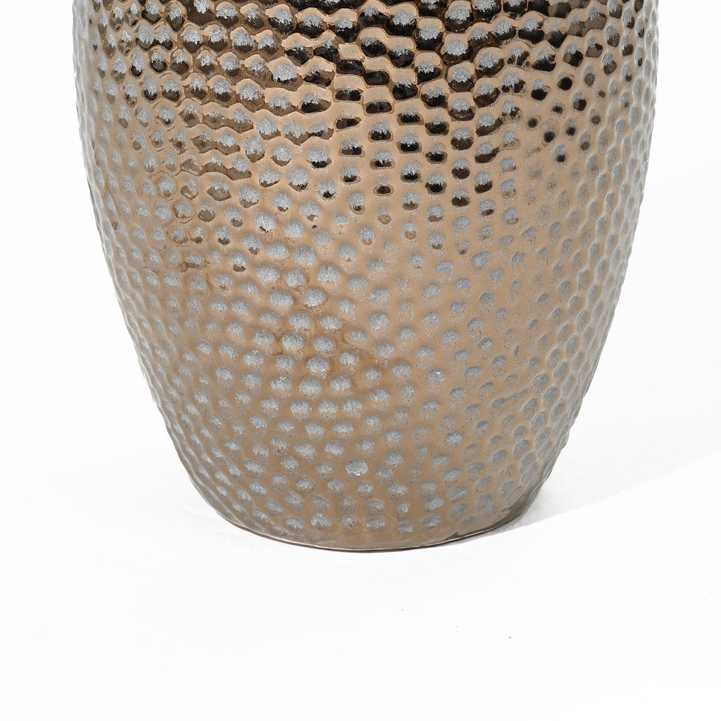 Grand vase en terre cuite antique à fossettes dorées (simple)