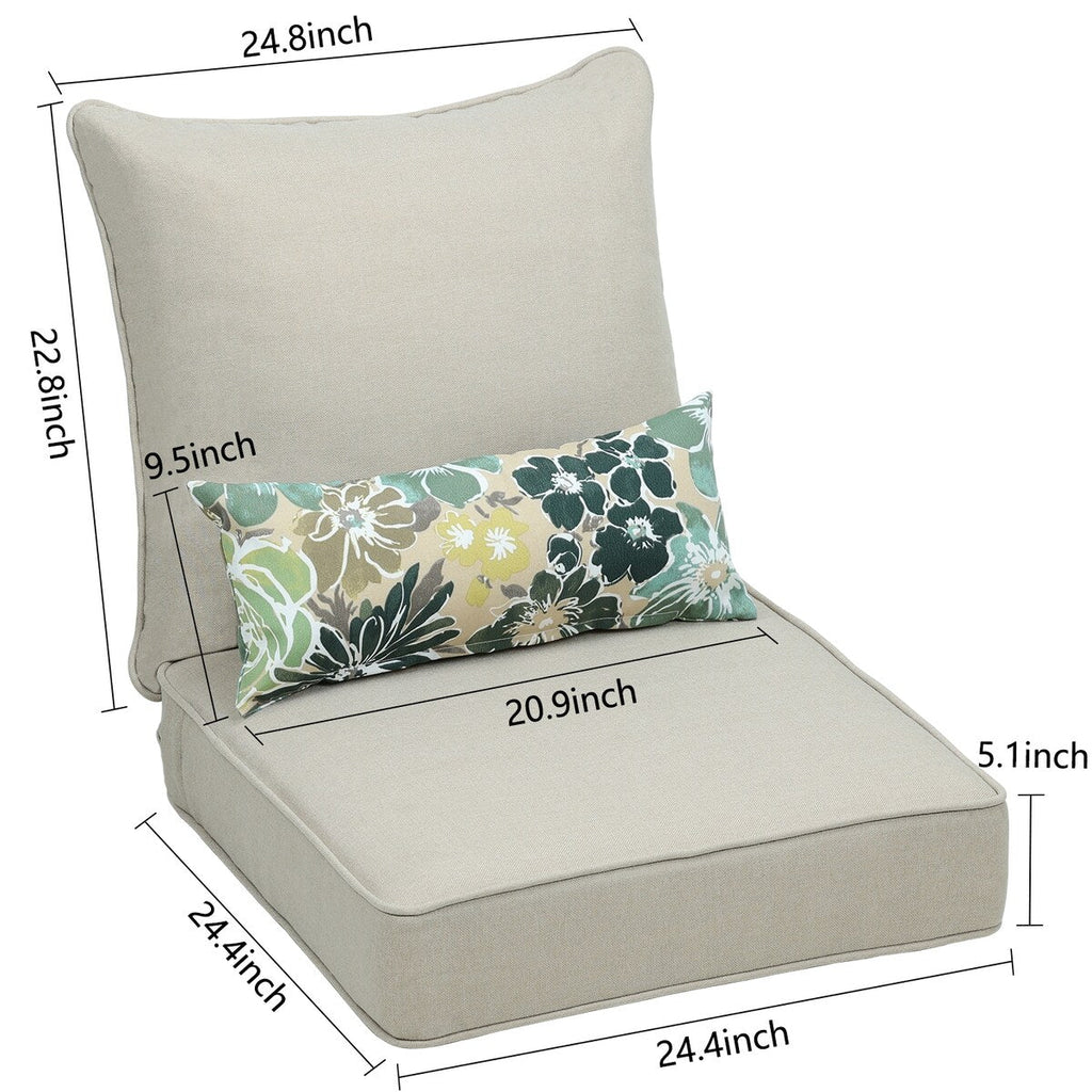 Ensemble de 2 coussins de siège profonds pour meubles de patio Aoodor 24 x 24