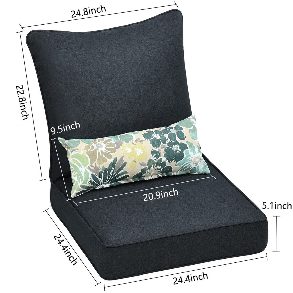 Ensemble de 2 coussins de siège profonds pour meubles de patio Aoodor 24 x 24