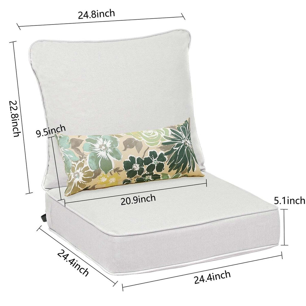 Ensemble de 2 coussins de siège profonds pour meubles de patio Aoodor 24 x 24