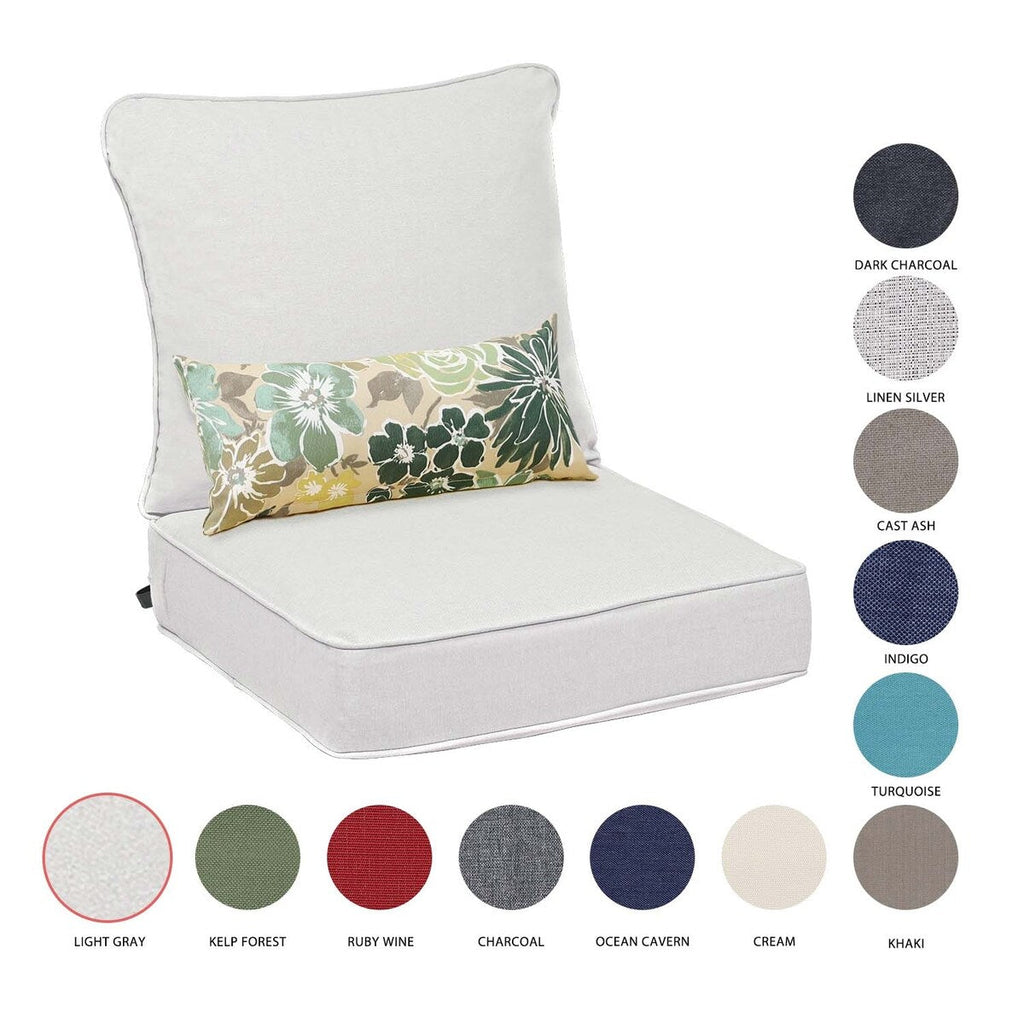 Ensemble de 2 coussins de siège profonds pour meubles de patio Aoodor 24 x 24