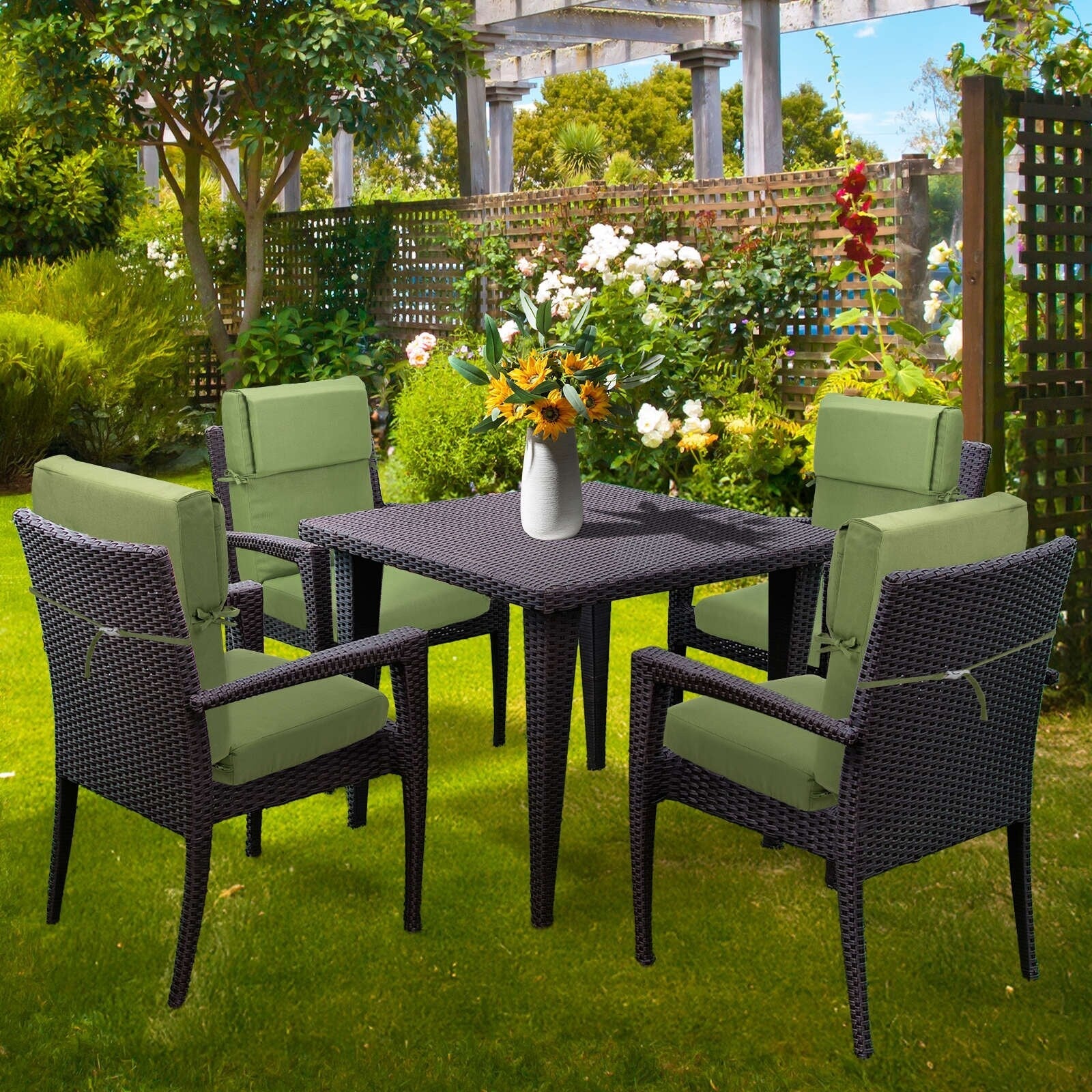 Aoodor Patio High Back Chair Cushions Set of 4, 46x21x4 Inches(Only Cushions)