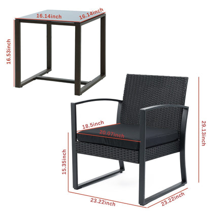 Ensemble de meubles de jardin Aoodor 3 pièces – Chaises d'extérieur en rotin avec table et canapé, coussins inclus – N/A