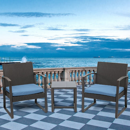 Ensemble de meubles de jardin Aoodor 3 pièces – Chaises d'extérieur en rotin avec table et canapé, coussins inclus – N/A