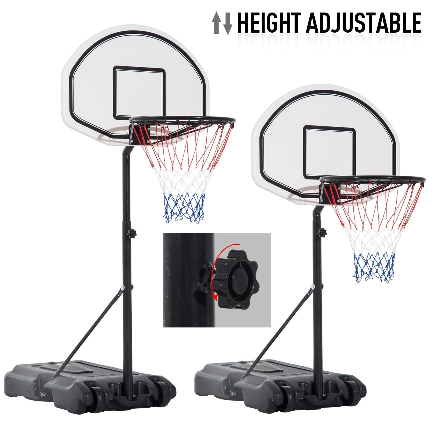 Panier de basket-ball portable Aosom pour piscine, panneau arrière de 76 cm, hauteur télescopique et construction toutes saisons
