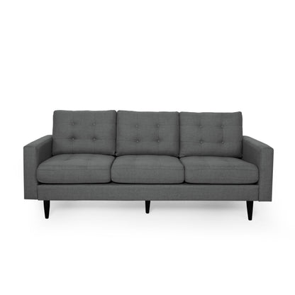Canapé Apex, 3 places, 83 pouces, capitonné classique, tissu gris foncé