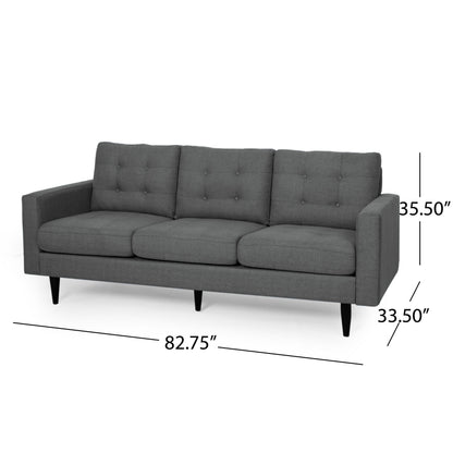 Canapé Apex, 3 places, 83 pouces, capitonné classique, tissu gris foncé