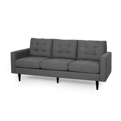 Canapé Apex, 3 places, 83 pouces, capitonné classique, tissu gris foncé