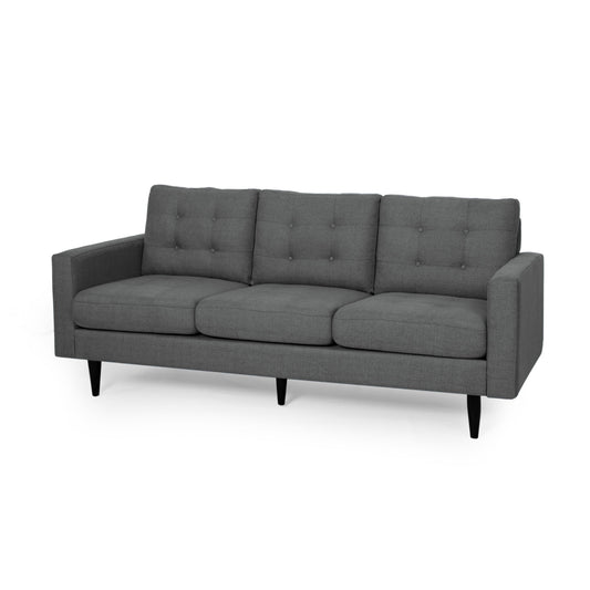 Canapé Apex, 3 places, 83 pouces, capitonné classique, tissu gris foncé
