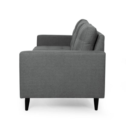 Canapé Apex, 3 places, 83 pouces, capitonné classique, tissu gris foncé