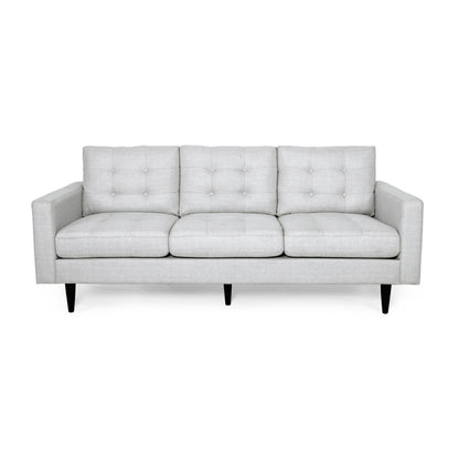 Canapé Apex, 3 places, 83 pouces, capitonné moderne, tissu gris clair