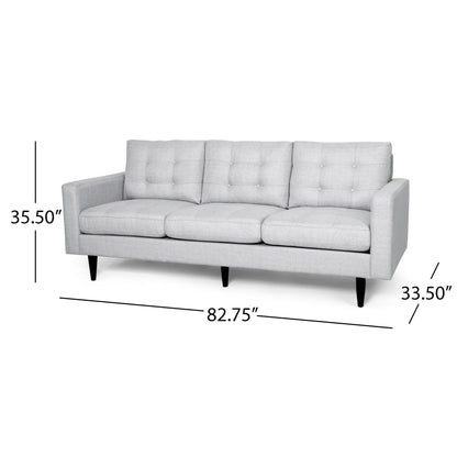 Canapé Apex, 3 places, 83 pouces, capitonné moderne, tissu gris clair