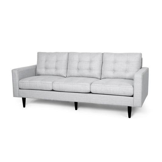 Canapé Apex, 3 places, 83 pouces, capitonné moderne, tissu gris clair