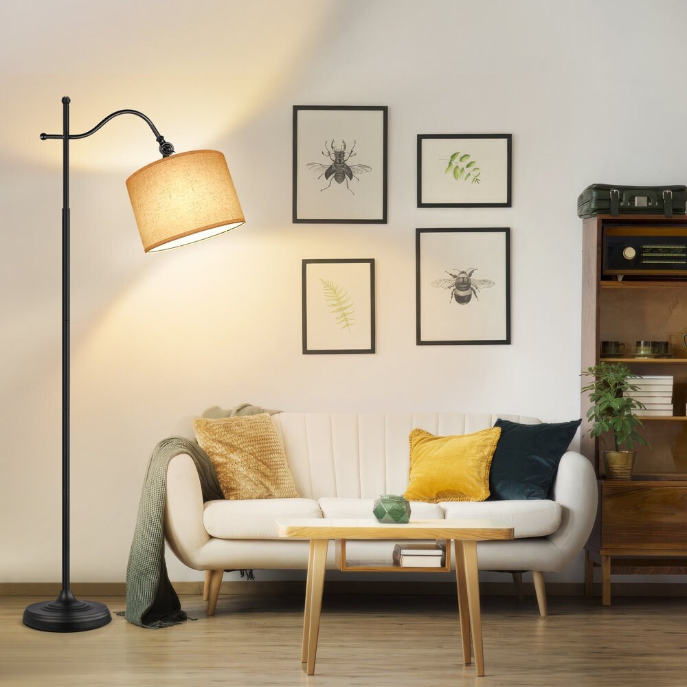 Lampadaire Arc avec télécommande, lampadaire rétro 67 pouces avec 4 températures de couleur, lampes hautes en métal pour salon et chambre à coucher - N/A