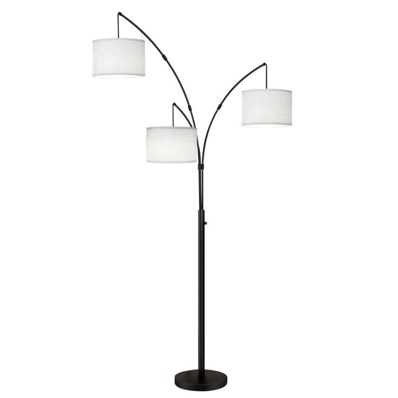 Lampadaire LED Arc à intensité variable, moderne, noir, 3 lampes, haut et arqué