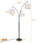 Lampadaire LED Arc à intensité variable, moderne, noir, 3 lampes, haut et arqué