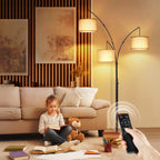 Lampadaire LED Arc à intensité variable, moderne, noir, 3 lampes, haut et arqué