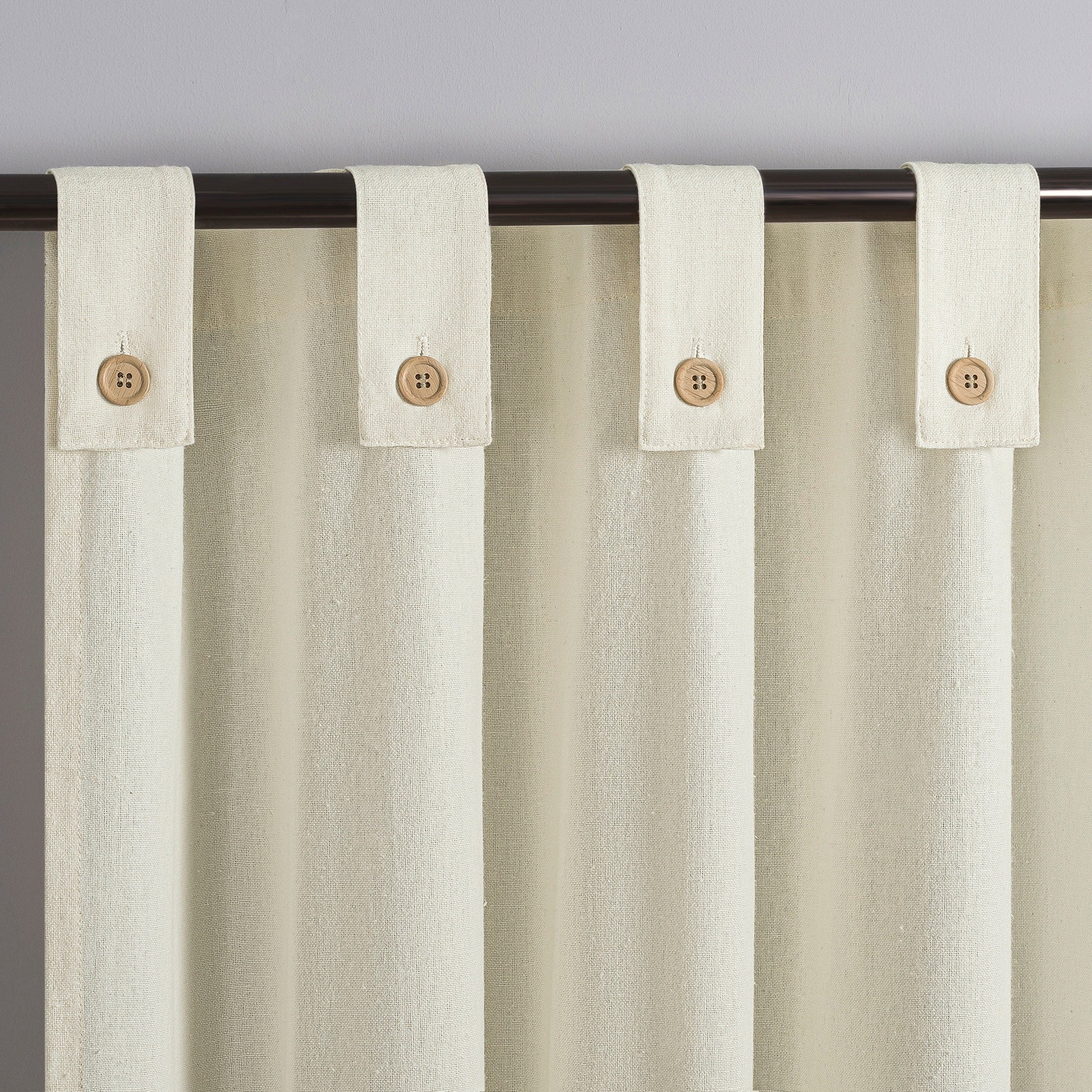 Rideau à pattes boutonnées Archaeo en mélange de coton, panneau simple