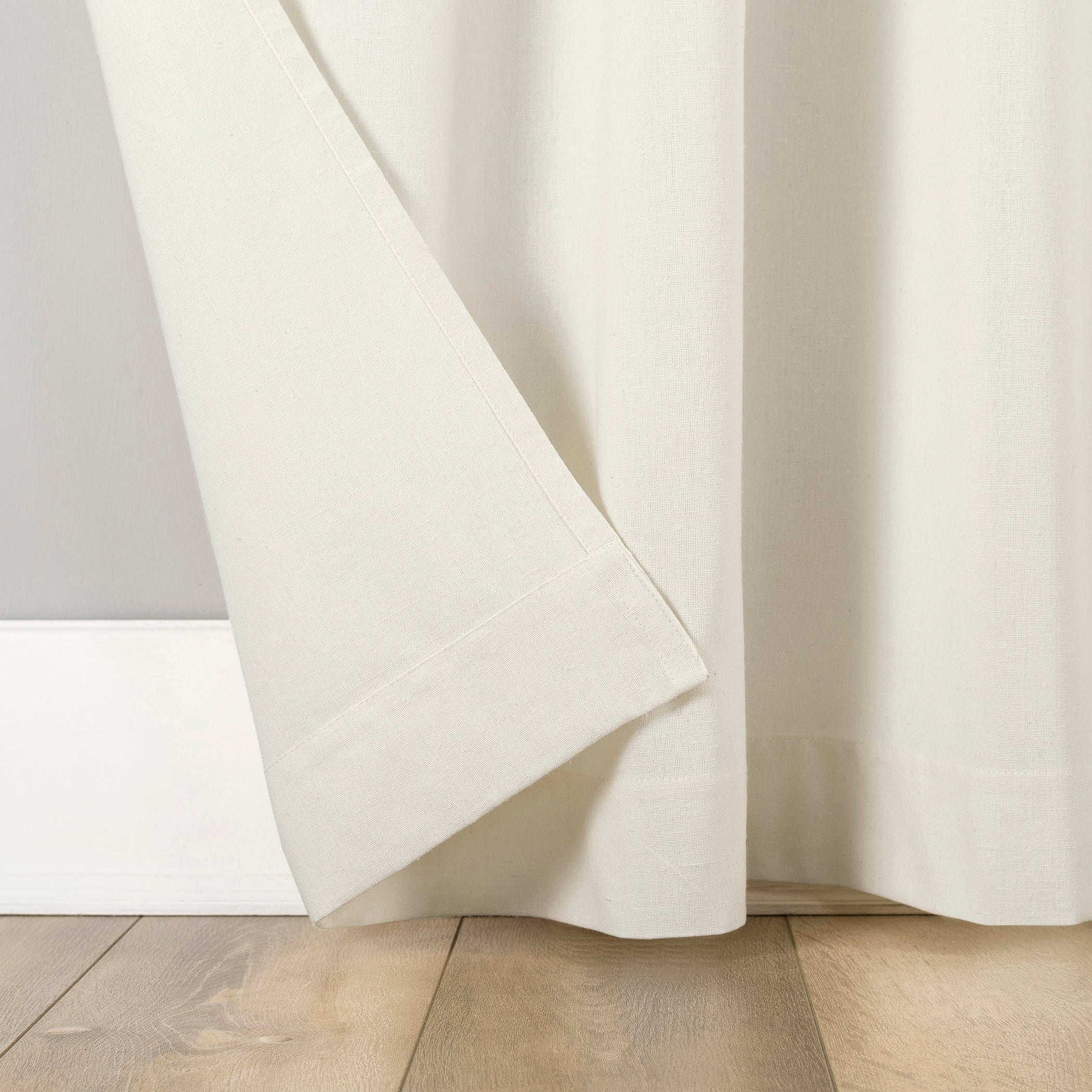 Rideau à pattes boutonnées Archaeo en mélange de coton, panneau simple