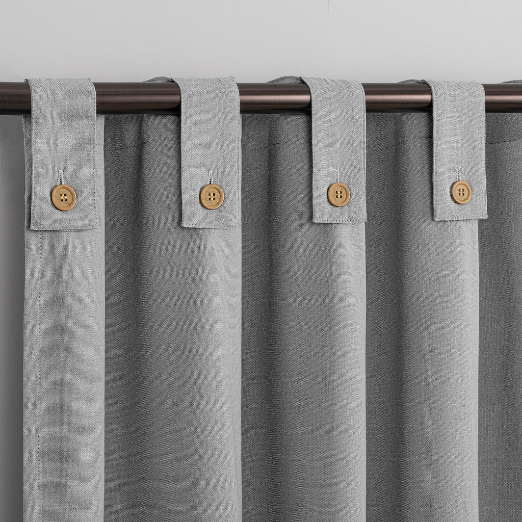 Rideau à pattes boutonnées Archaeo en mélange de coton, panneau simple
