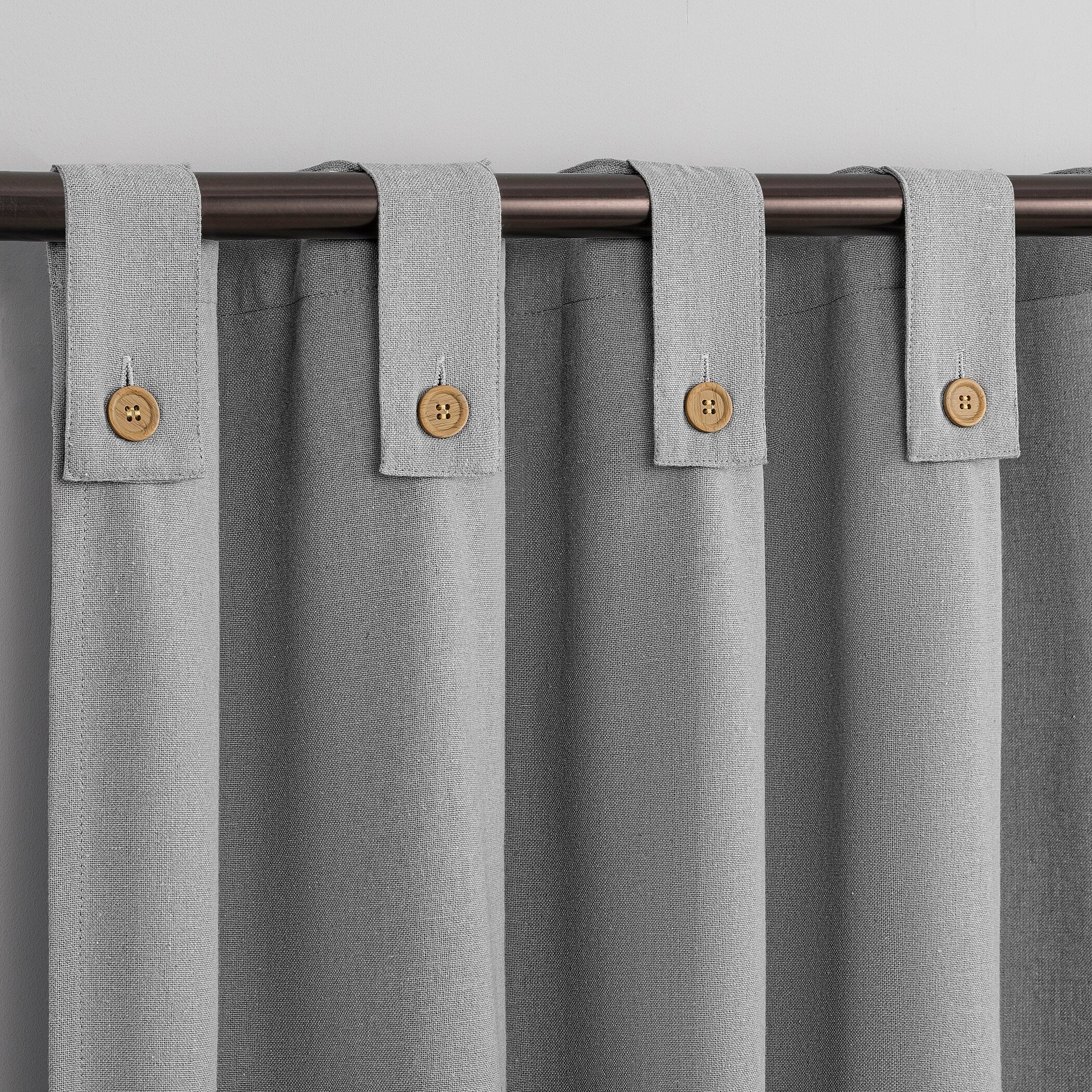 Rideau à pattes boutonnées Archaeo en mélange de coton, panneau simple