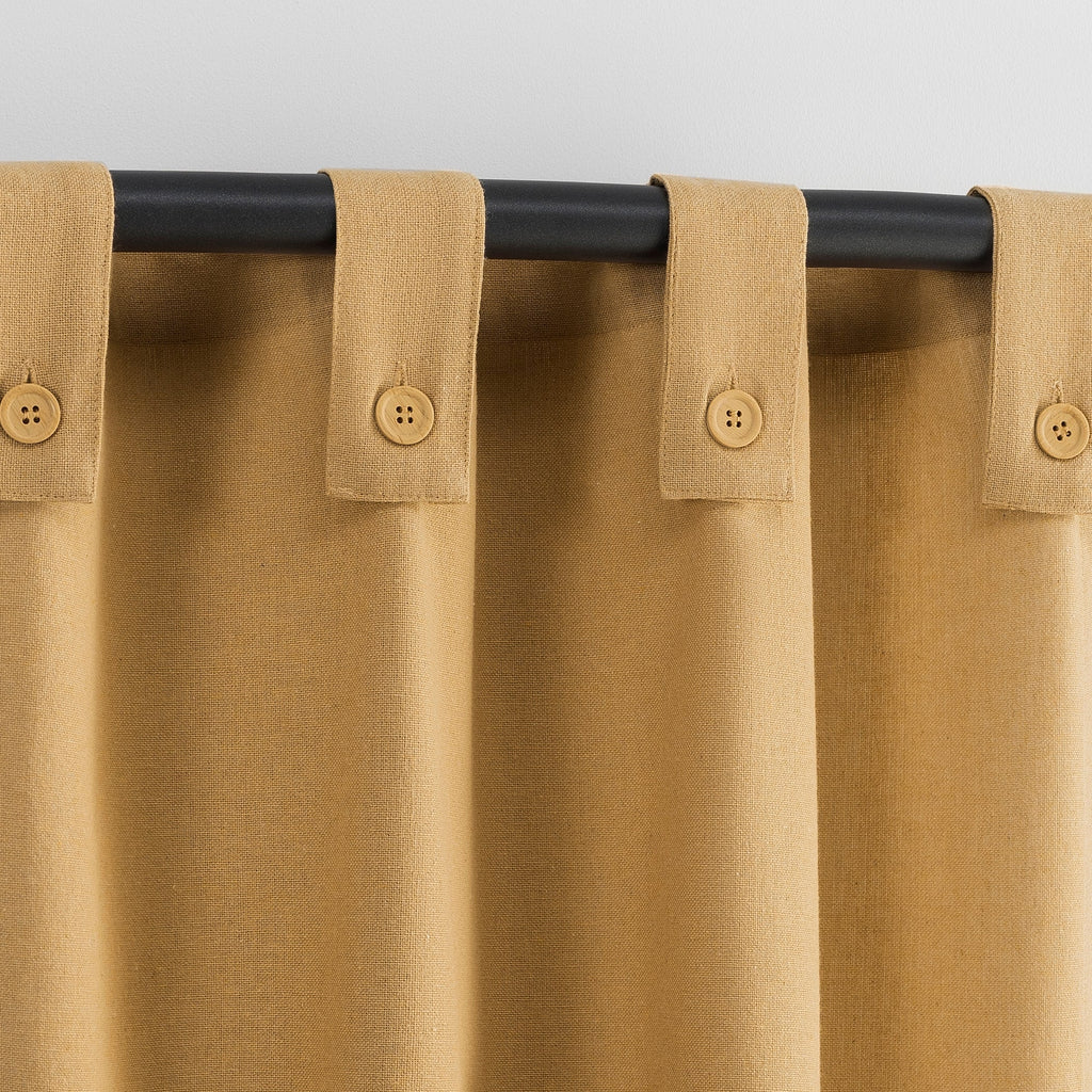 Rideau à pattes boutonnées Archaeo en mélange de coton, panneau simple