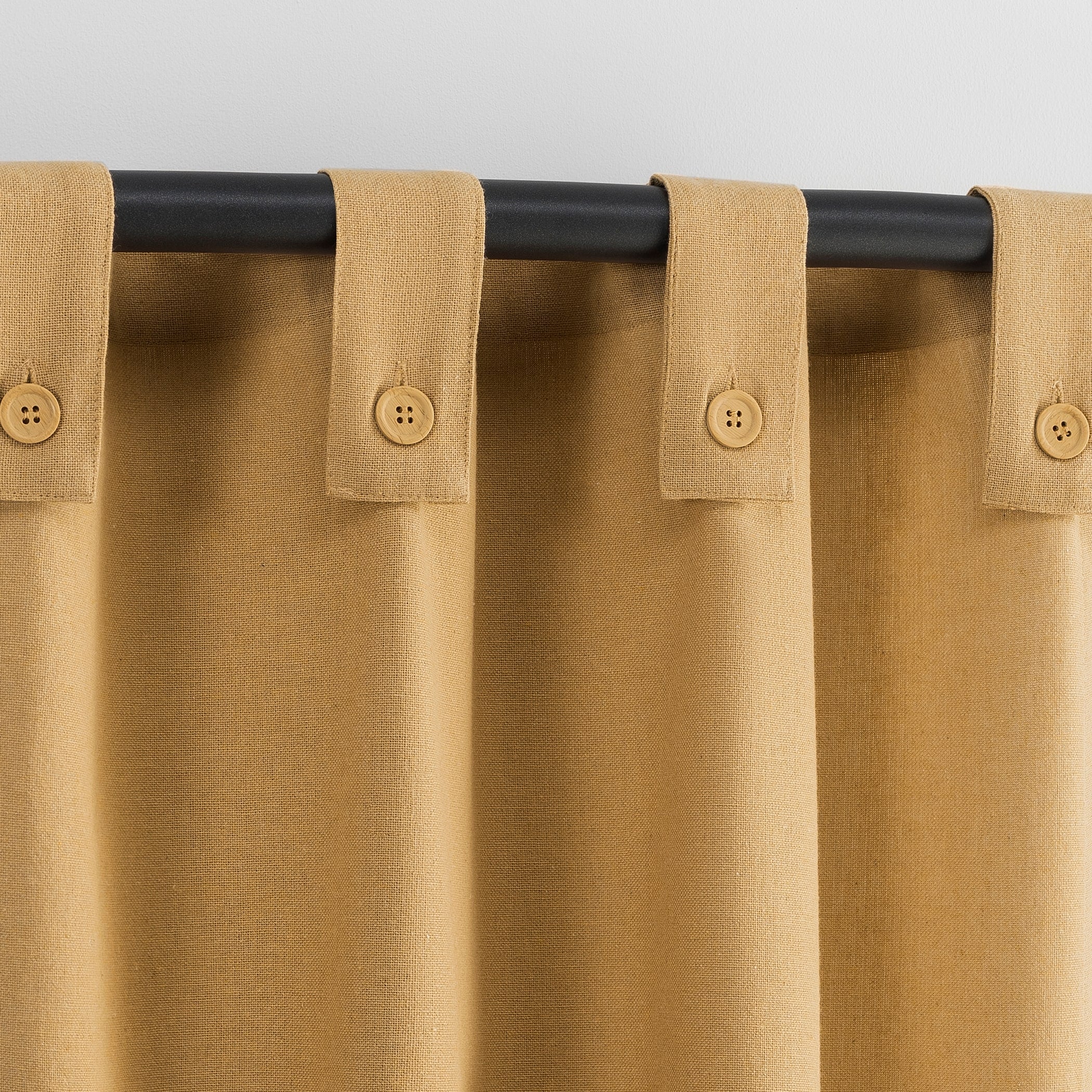 Rideau à pattes boutonnées Archaeo en mélange de coton, panneau simple
