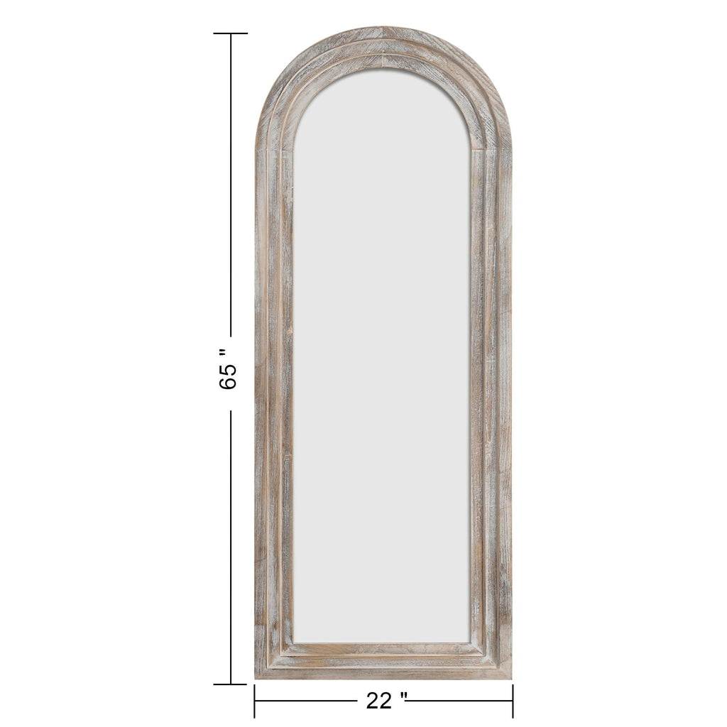 Miroir rustique en bois vieilli Dovelina, miroir de sol pleine longueur