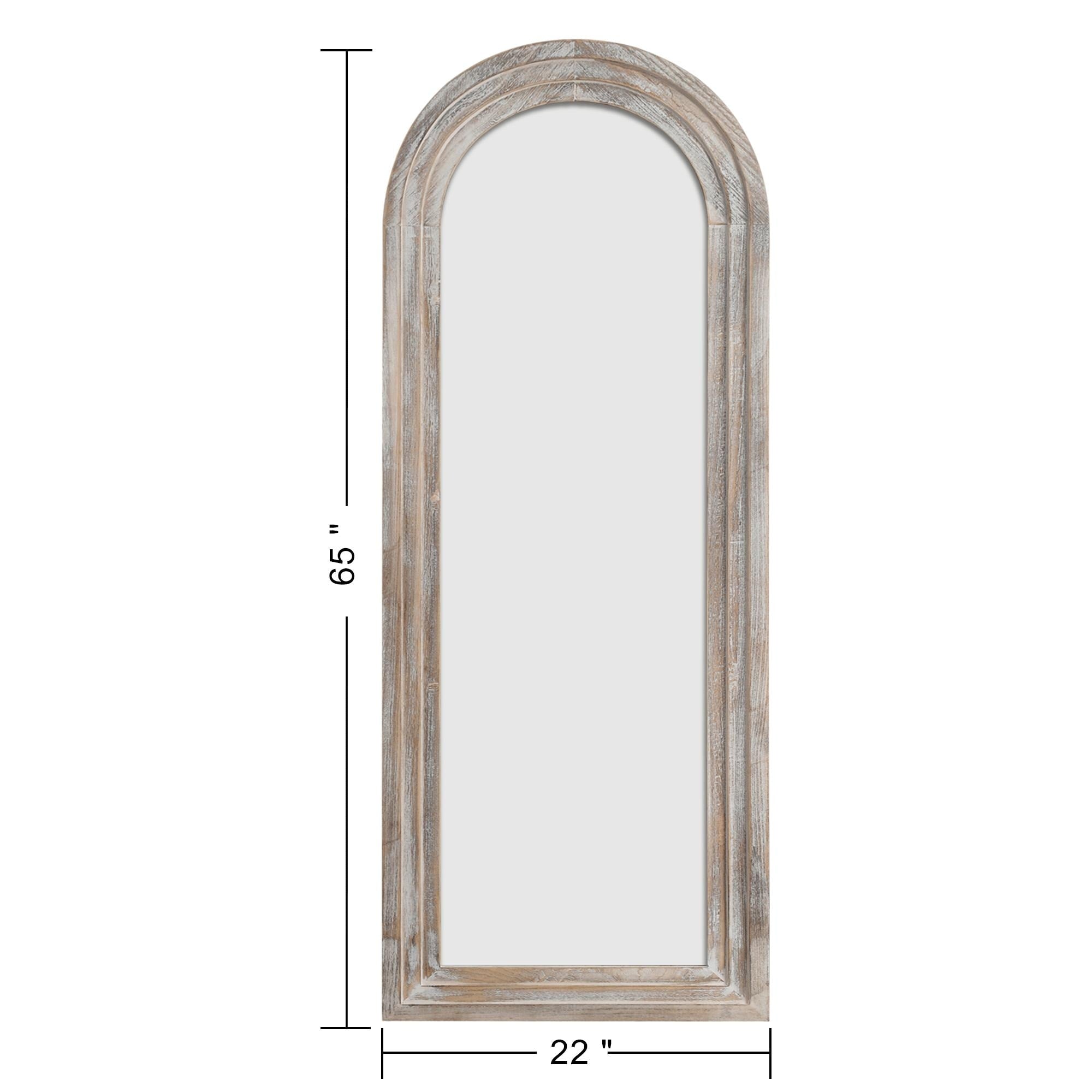 Miroir rustique en bois vieilli Dovelina, miroir de sol pleine longueur