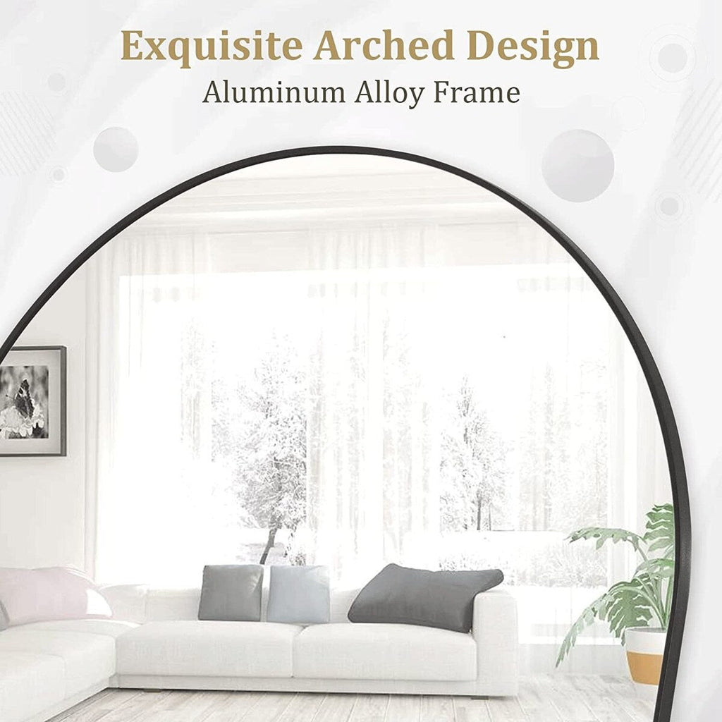 Miroir de sol arqué pleine longueur Miroir sur pied intégral Décoration murale