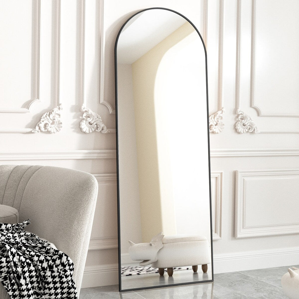 Miroir de sol arqué pleine longueur Miroir sur pied intégral Décoration murale