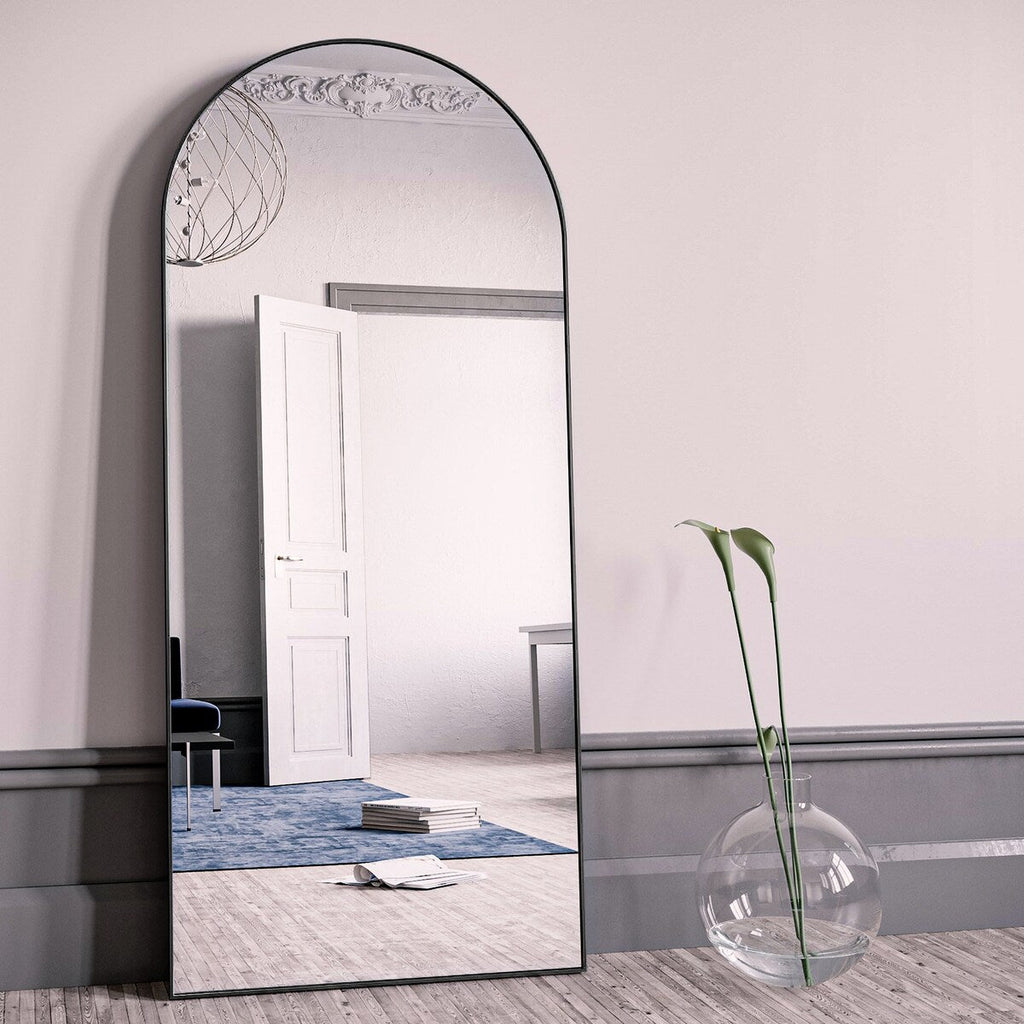 Miroir de sol arqué pleine longueur Miroir sur pied intégral Décoration murale